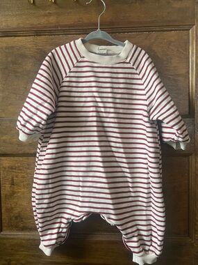 Bebè Holic | Striped Red & Cream Romper Sweatshirt Size L (S Korean Baby Brand)